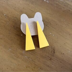 Wooden Geometric Triangular Stud Handmade Lightweight Earrings Yellow Gold